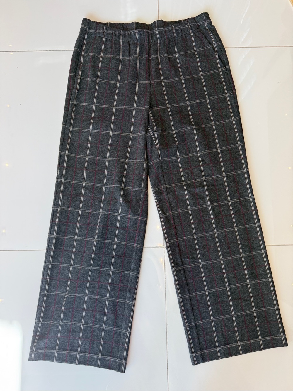 J Jill Ponte Full Leg Gray Plaid Dress Pants